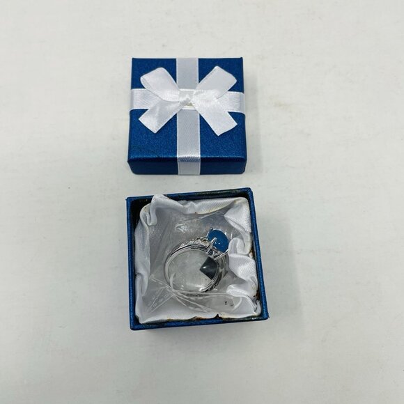 Karis Size 9 Burmese Blue Jade Simulated Peridot Platinum Bond Brass Ring 5032 - Picture 6 of 6